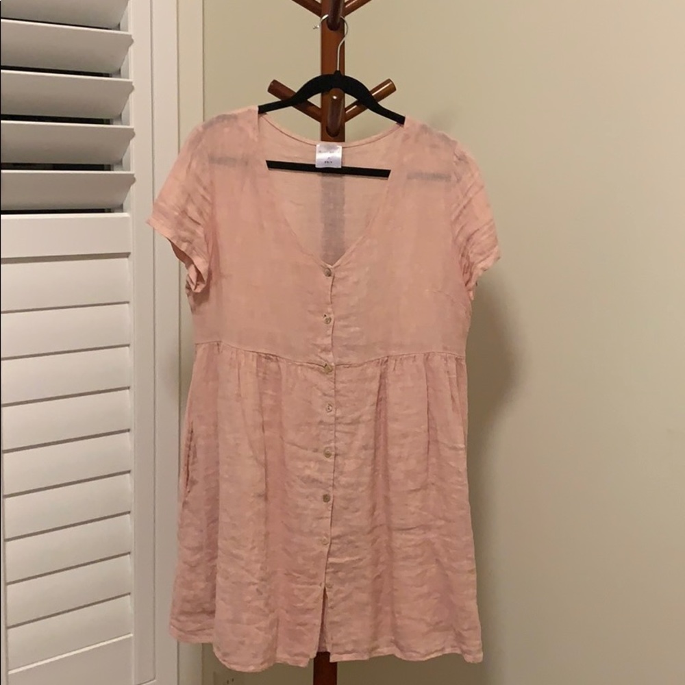 Privileged Blush Pink Button-Front Mini Dress